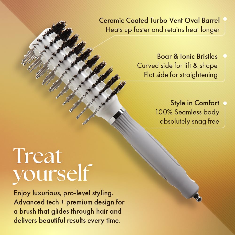 Olivia Garden Turbo Vent Oval Twin & 100% Boar Hair Brush