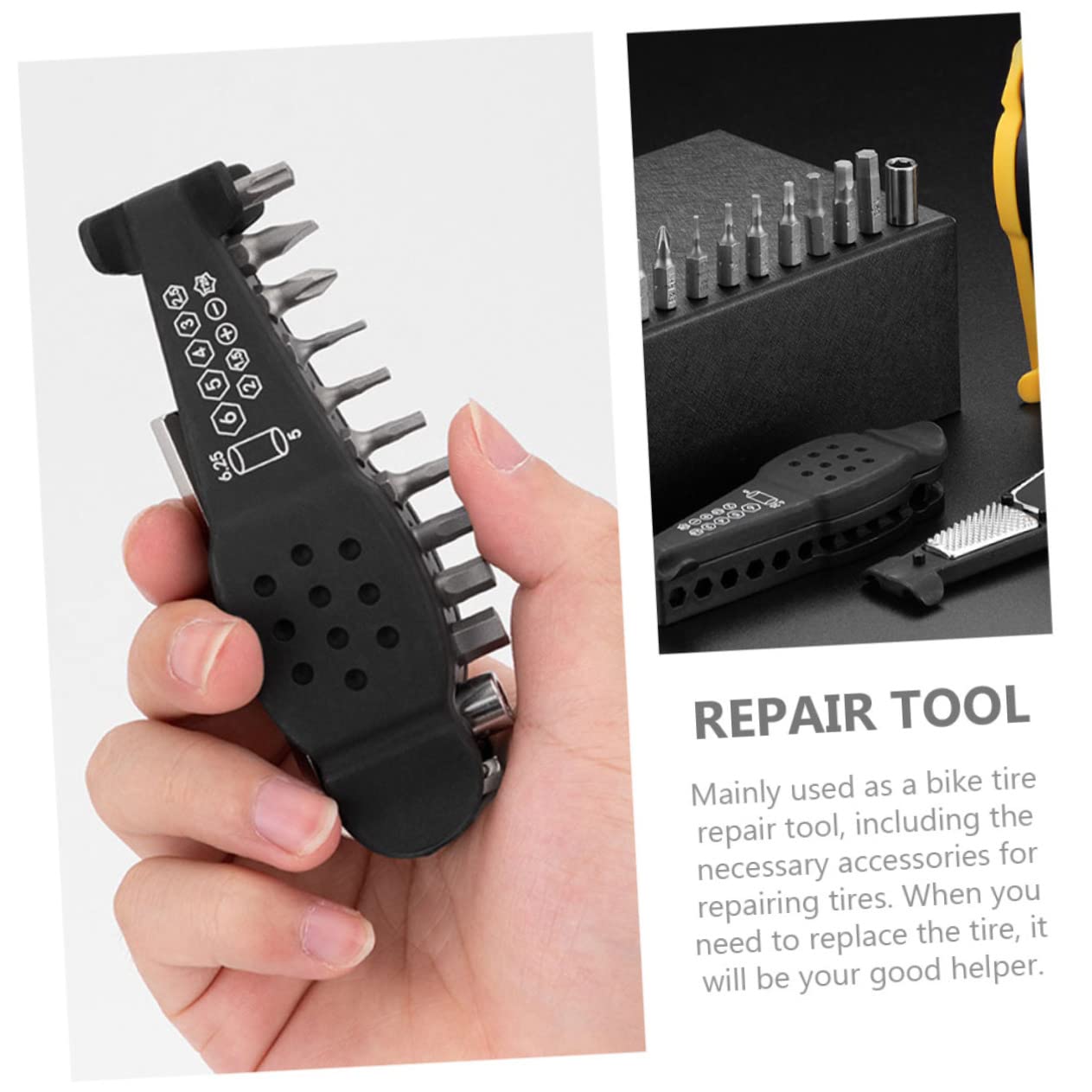 BESTonZON Kit Riparazione per Bici Strumenti Multifunzionali per Manutenzione Pneumatici Leve Copertoni e Accessori Pratici per Ciclisti per Emergenze