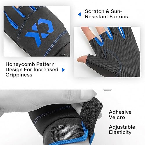 Miniatura 8 de SEIWEI Fishing Gloves 3 Fingers Cut Waterproof Sports Gloves Anti-Slip Windproof Gloves for Fishing Hunting Riding Cycling Hand Protectiion