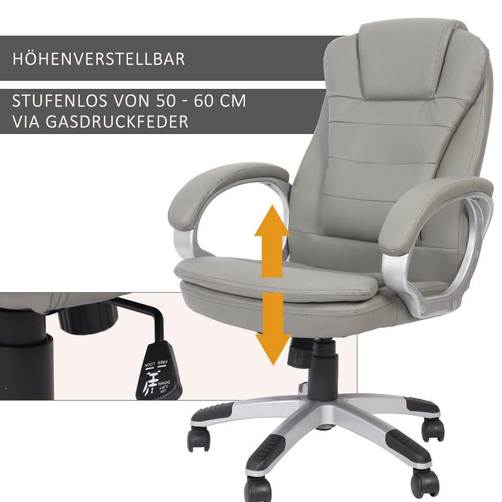Mucola Bürostuhl mit Armlehne Chefsessel ergonomisch Gamingstuhl Rückenlehne mit integrierter Kopfstütze | 120 kg Belastbarkeit, höhenverstellbar | Schreibtischstuhl Bürostuhl Computerstuhl Drehstuhl