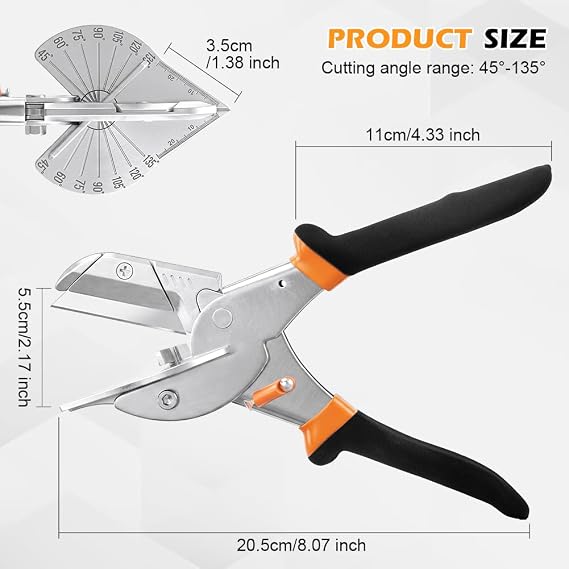 Multi Angle Miter Shears, 45-135 Degree Adjustable Angle Trim Cutter