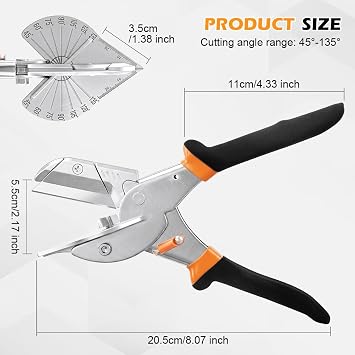 Multi Angle Miter Shears, 45-135 Degree Adjustable Angle Trim Cutter