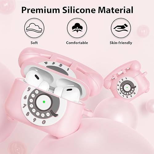 Miniatura 4 de KOREDA Funda para AirPods Pro de 21 generación con kit limpiador y cordón, diseño de teléfono divertido y lindo funda protectora de silicona para