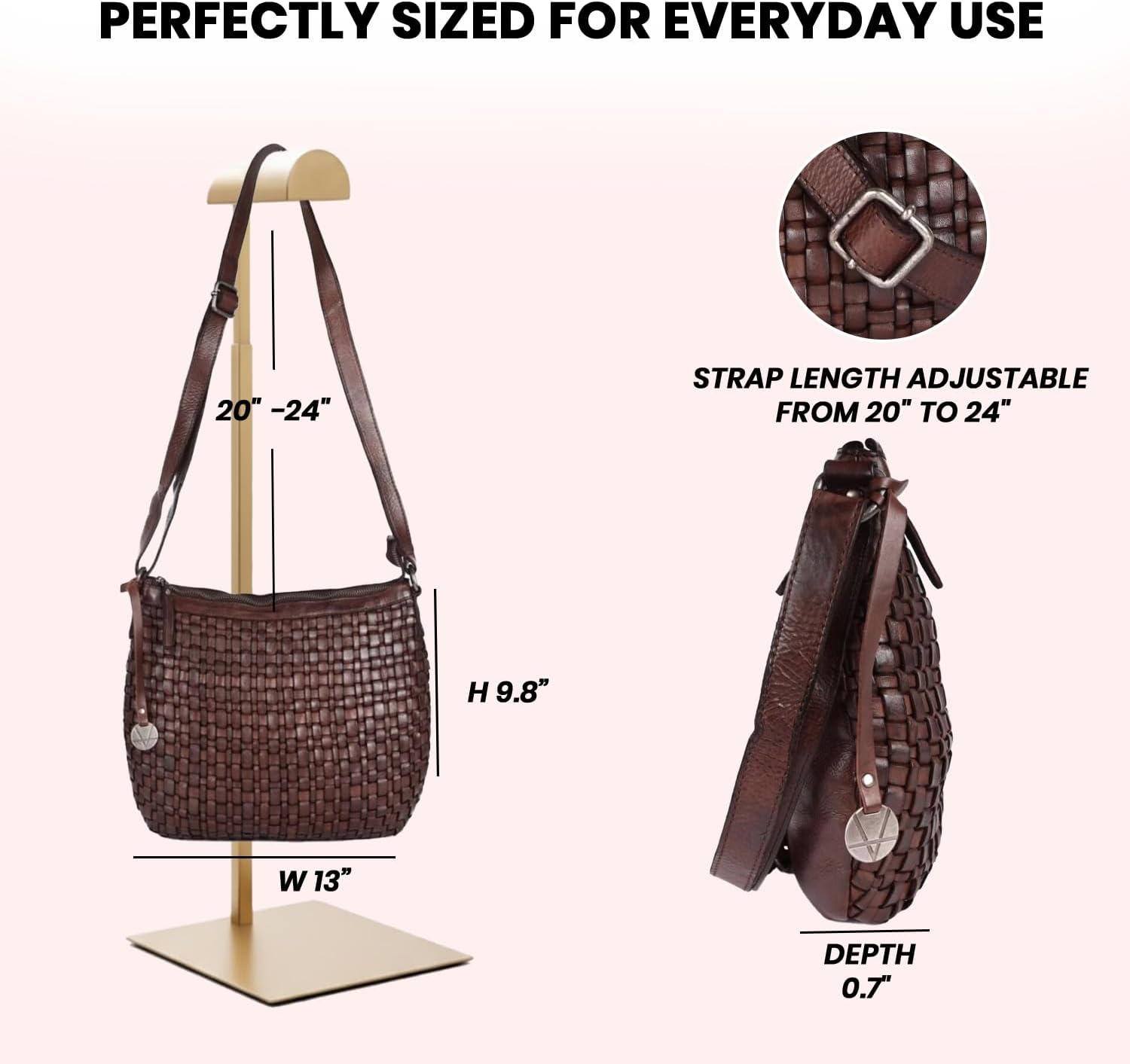 Genuine Leather Crossbody Sling Bag for Women, Purse for Women Trendy Casual Office Bag with Adjustable Strap - Image 3