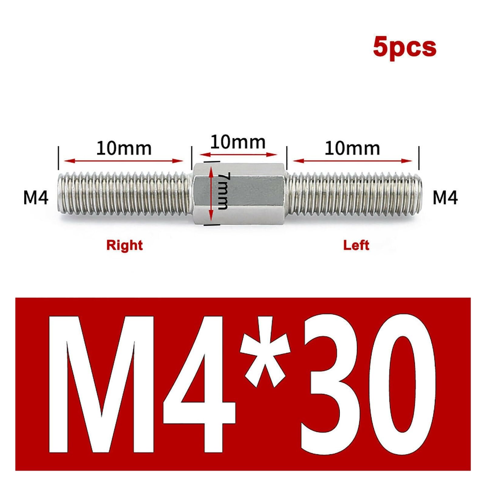 Asta Filettata Doppia Estremità M4x40mm - Acciaio Inox 304 - Filettatura Sinistra/Destra - 5 Pezzi - Foto 9