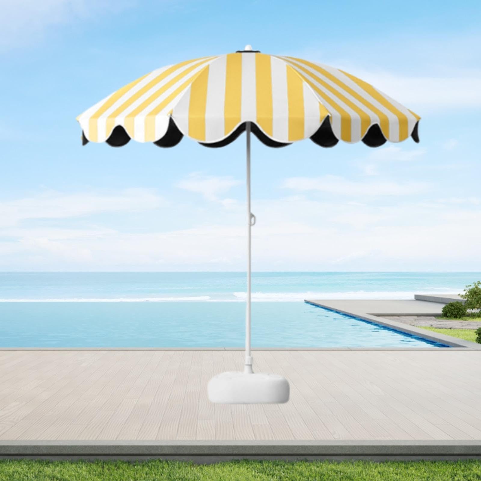 Ombrellone da Spiaggia, Tenda da Piscina, Ombrellone da Giardino, Leggero con Robuste Aste in Ferro E Antivento, Adatto per Giardini, Patii, Piscine, con Base di riempimento d'Acqua