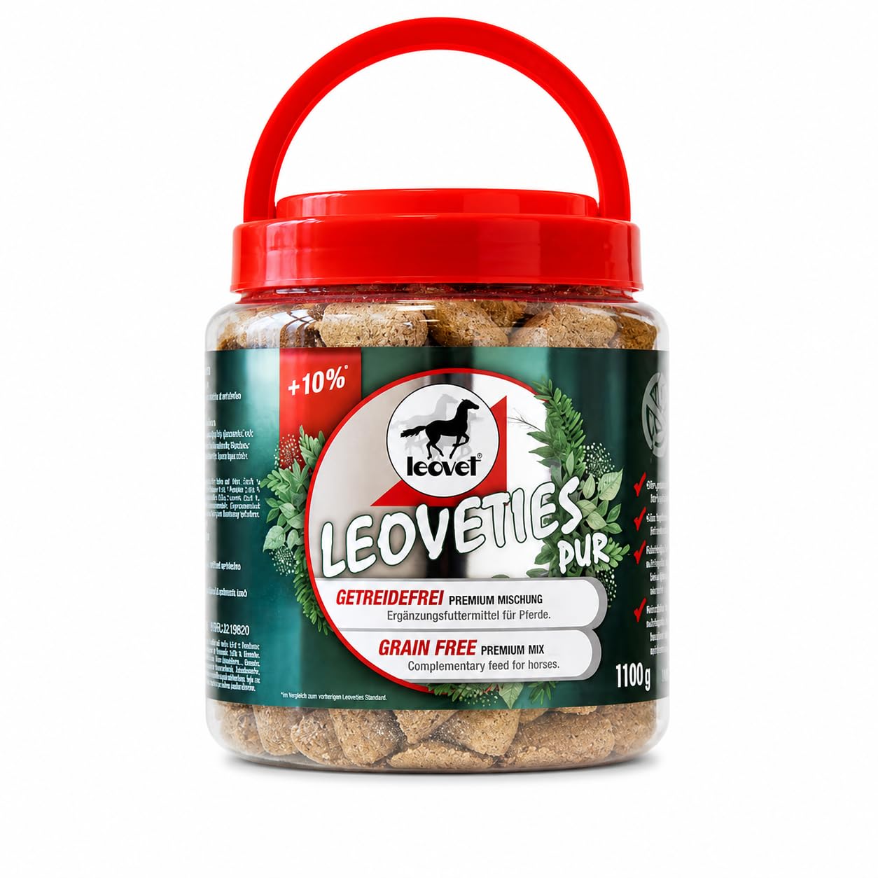 Leovet Leoveties pure grain free | 1.1 kg | Complementary feed for horses | For training or as a reward | With alfalfa, linseed cake, apple and hay cobs | ADMR compliant