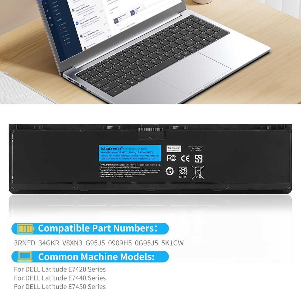 54Wh 3RNFD Batteria per Dell Latitude E7440 E7420 E7450 Ultrabook V8XN3 G95J5 34GKR 0909H5 0G95J5 5K1GW 7.4V