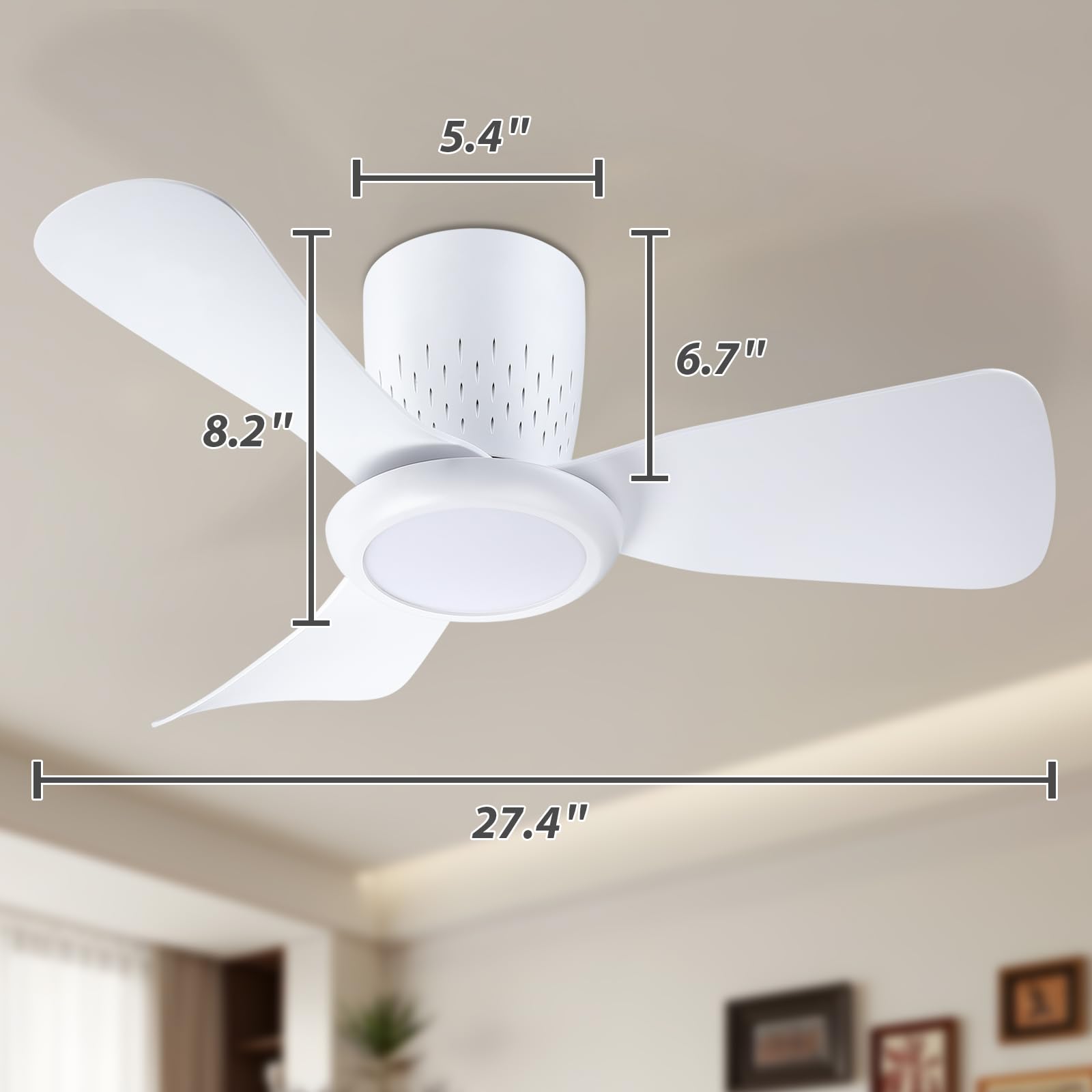 activeallbrite Ventilador de Techo, 15W LED, Motor DC 20W, 6 Velocidades, Ultra silencioso, Función Verano-Invierno, Temporizador, 3 temperaturas de luz, Ø71CM.