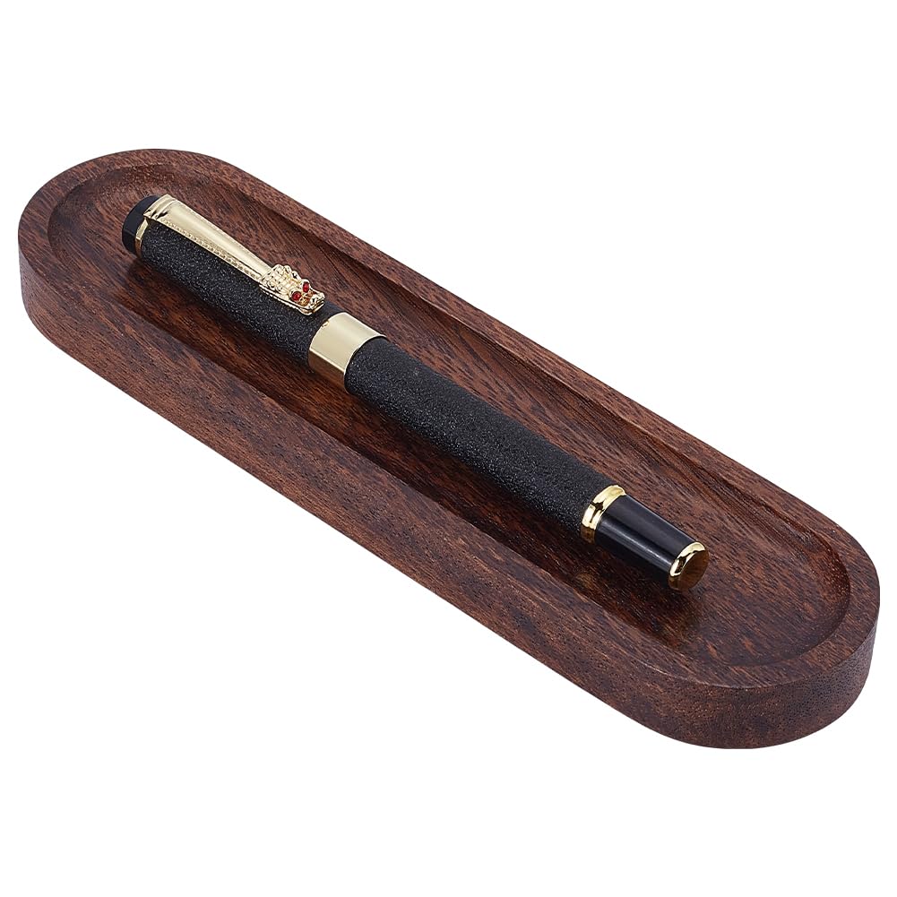UNICRAFTALE Walnut Wood Desk Pen Tray Holder Office Desk Organizer Minimalist Pencil Holder 19x5cm for Writing Instrument Rest Work Student Teacher Gift