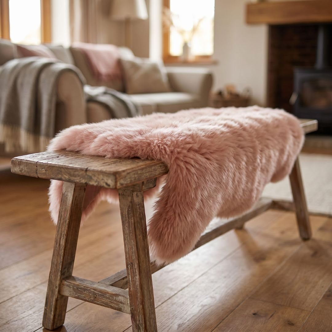 Nordic Sheep Lammfell Langhaar Fellteppich 170x60 cm, Rosa – Ansicht 7