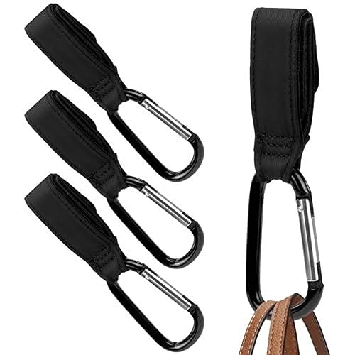 Maplefield Ganchos para cochecito de bebé con mosquetón grande, paquete de 4, ideales para organizar bolsas de pañales, bolsos y bolsas de compras,
