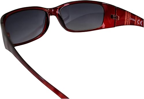 Vista 5 de AlterImage Boardwalk Fashion - Lentes de sol retro para mujer, montura roja envolvente con lentes ahumados degradados, rojo (Red-Smoke)