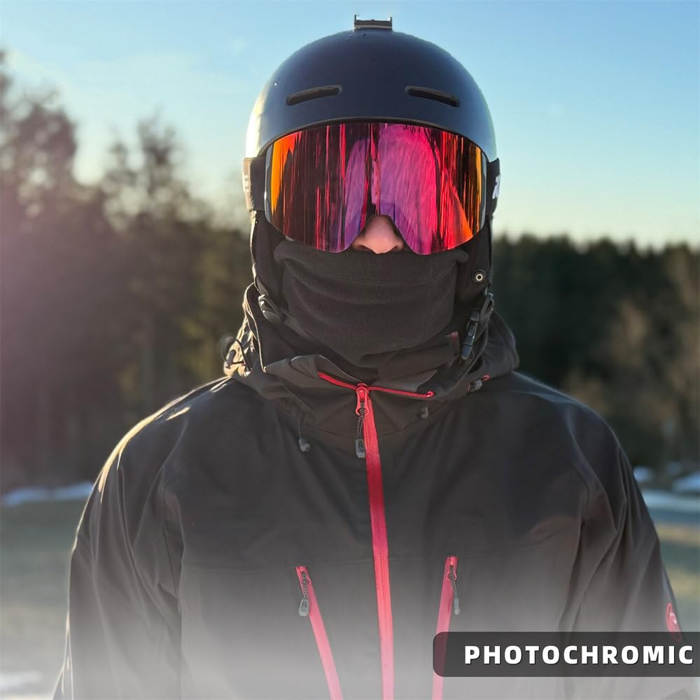 Eleganti occhiali da sci magnetici antiappannamento a campo ampio, per uomo e donna, che cambiano colore, per escursionismo sulla neve e alpinismo all'aperto, con protezione da vento e raggi UV, da
