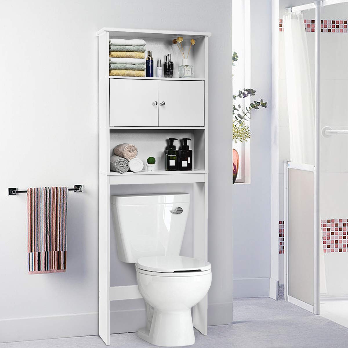 Giantex OverTheToilet Space Saver Storage with Three Layers