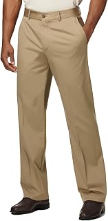 Men's 4-Way Stretch Straight Fit Flat Front Dress Pants Casual Pants Elastic Waist Chinos Pants