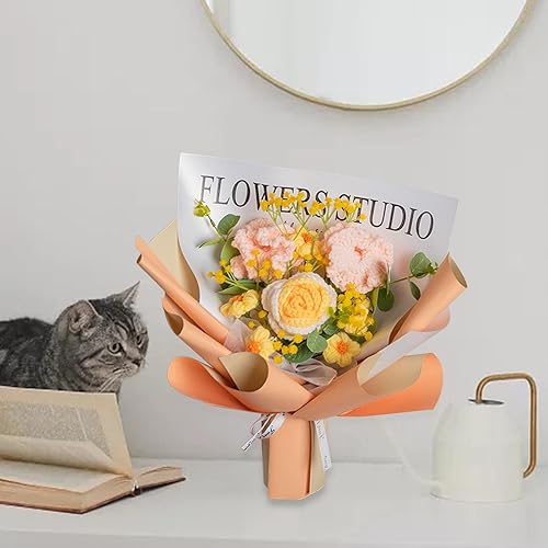 Miniatura 2 de Ramo de flores de ganchillo hecho a mano, flores artificiales, decoración del hogar, centro de mesa, plantas sintéticas para cumpleaños, estantes,