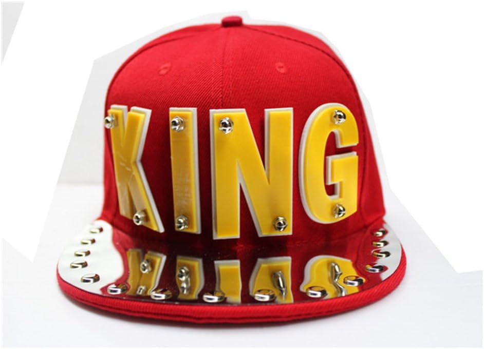 Kimmy Letter KING Rivet Bolt Stud Unisex Snapback Cap Adjustable Red