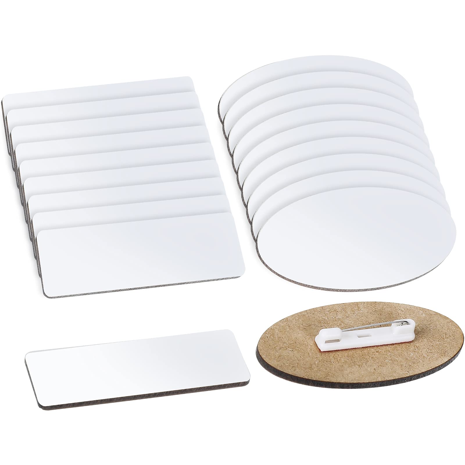 Buy 20 Pieces Sublimation Name Tag with Pin Blank White Badges Pin DIY