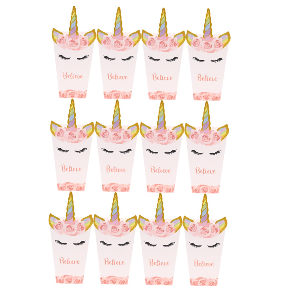 ABOOFAN 12Pcs Unicorn Printed Popcorn Boxes Funny Storage Holders for Parties and Movie Lightweight Popcorn Organizers for Snacks and Celebrations