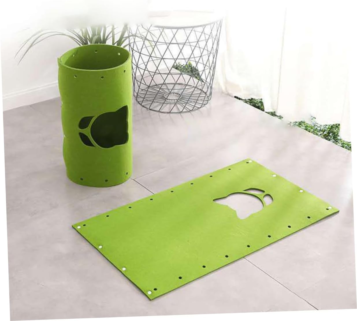 1set Cat Tunnel Mats for Indoor Pets of Comfortable Cat Tunnel Toys for Kittens and Animals and Fun Playthings Green and Gray