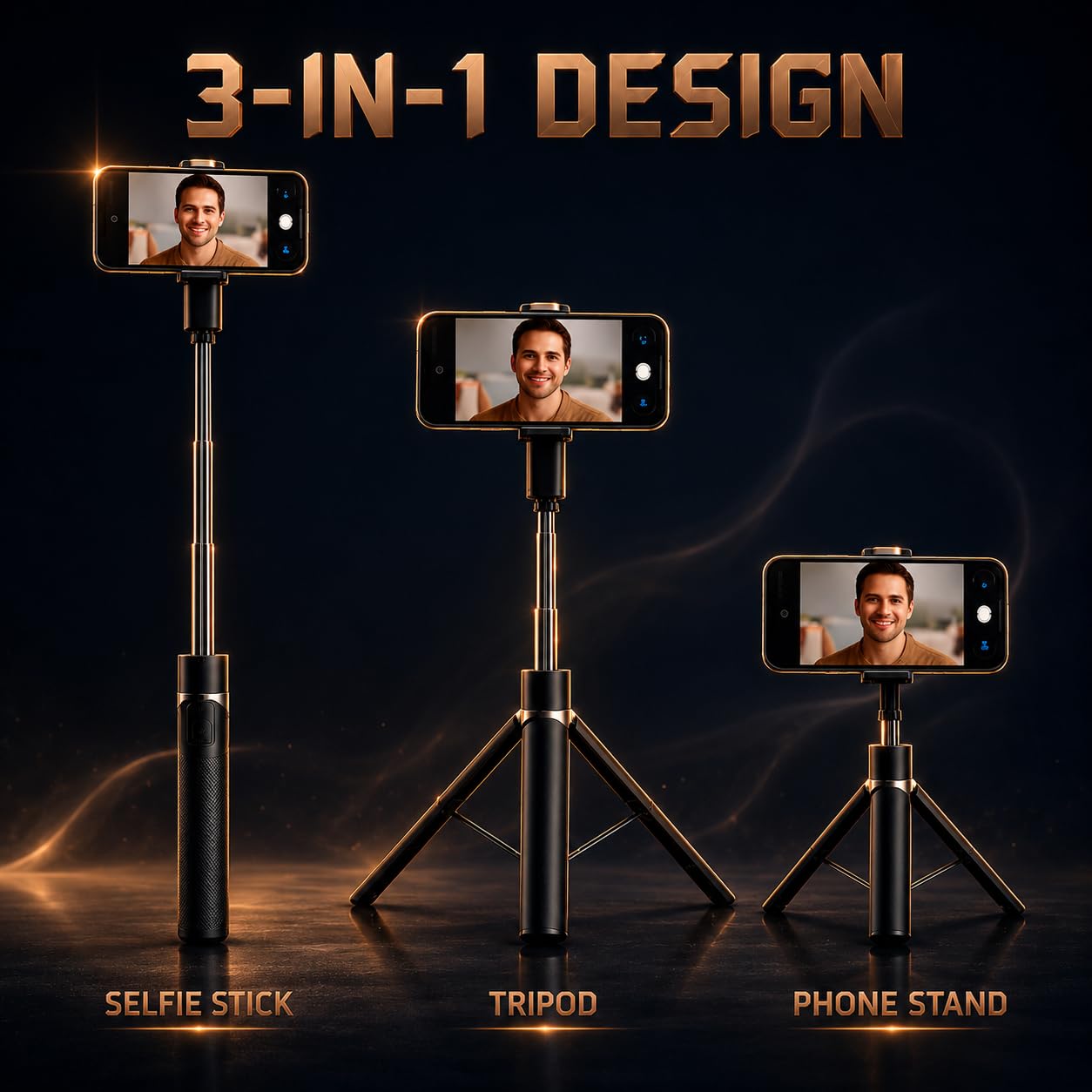 Selfie Stick Tripod 67 Inch Long with Bluetooth Remote & Stable Base – 3-in-1 Multifunctional Design for Selfies, Vlogging, Photo Shoots and Makeup for Phones — Amazon image 3