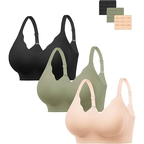 HBselect Jelly Bras for Women Seamless Comfy Push Up Wireless Tshirt Bras | 3PCS Womens Bras No Underwire, Everyday Comfort, Support Soft Gel, Convertible&Invisble, Push Up, Scalloped Lift, Sports Bra