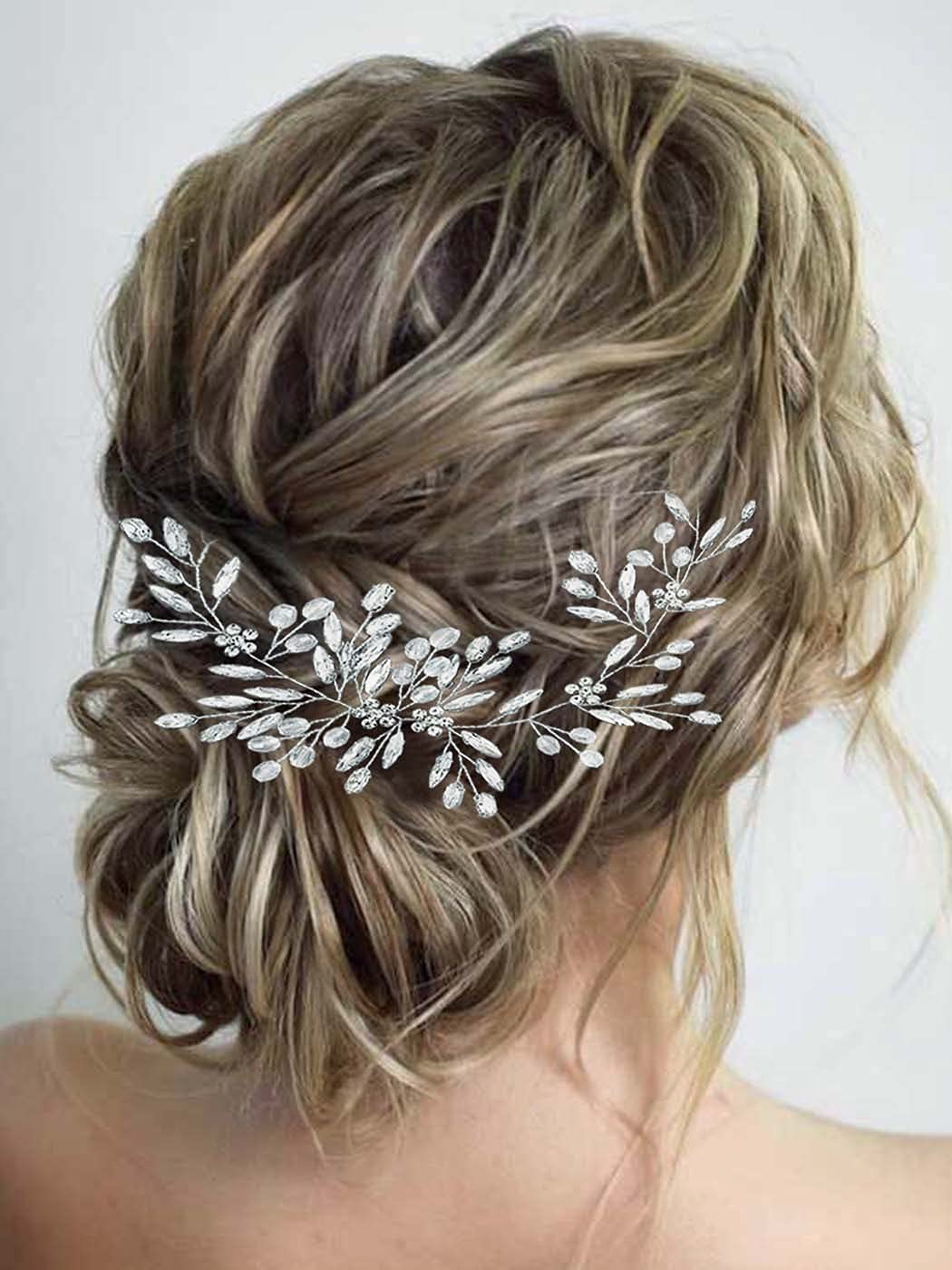 CLOACE Bride Wedding Hair Vine Silver Crystal Long Headband Flower Rhinestone Hair Piece Bridal Headpiece Bridesmaids Hair Accessories for Women and Girls