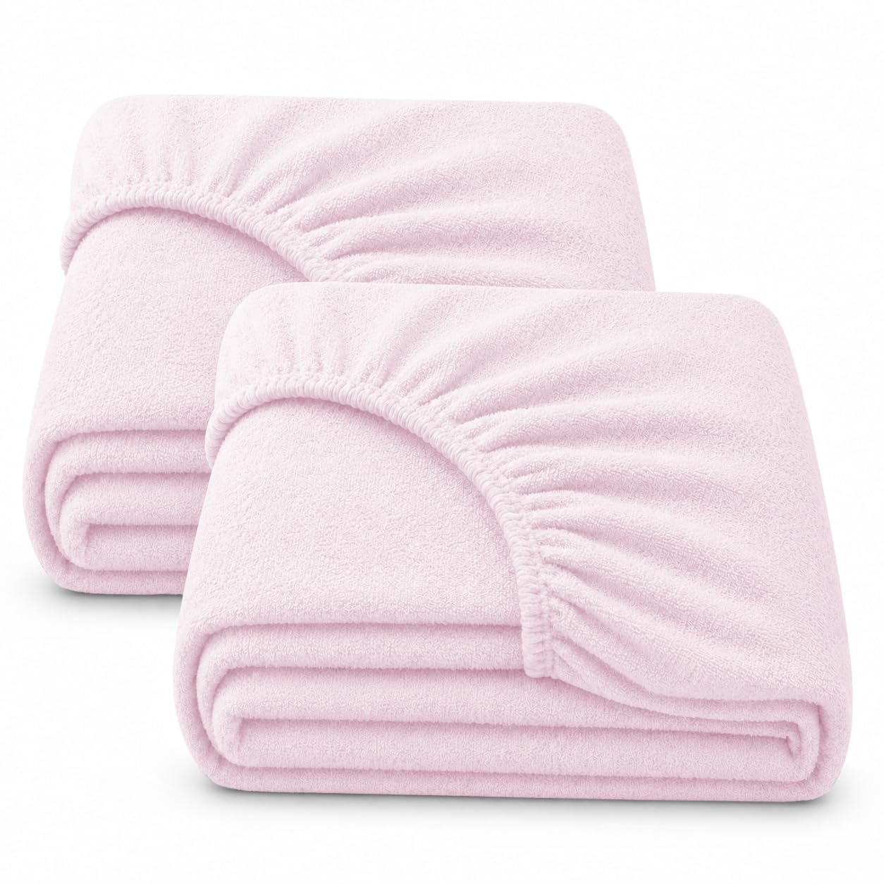 My Little World Cotton-Rich Terry Fitted Moses Basket Sheets, Pink, 2 Pack
