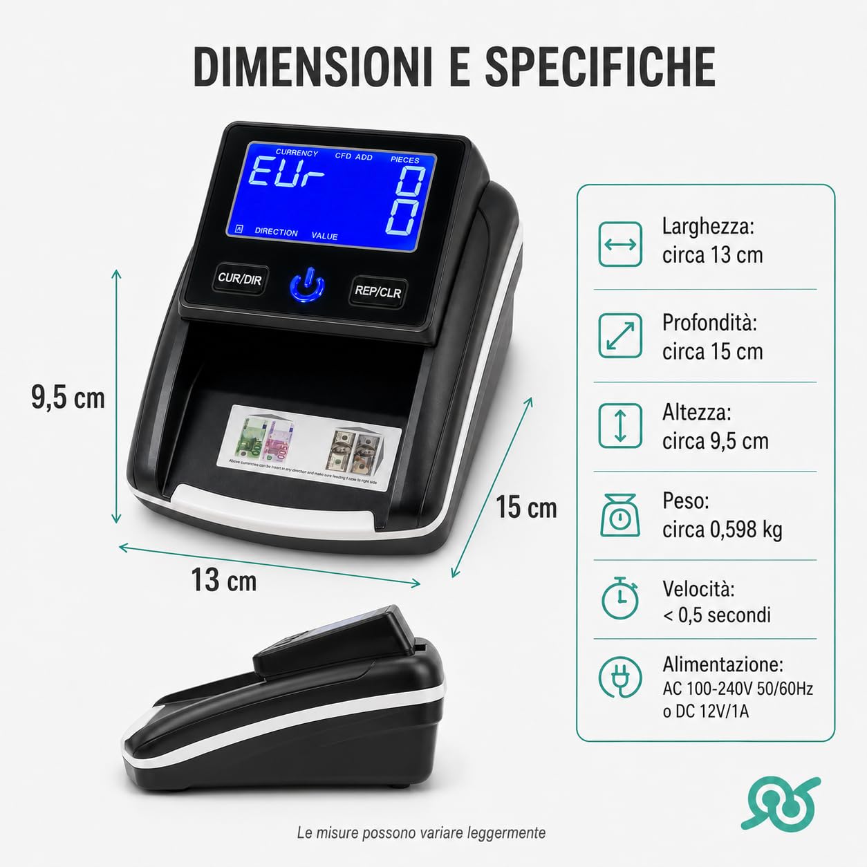 TEMPO DI SALDI Rilevatore E Contatore Di Banconote False Professionale Portatile Aggiornabile