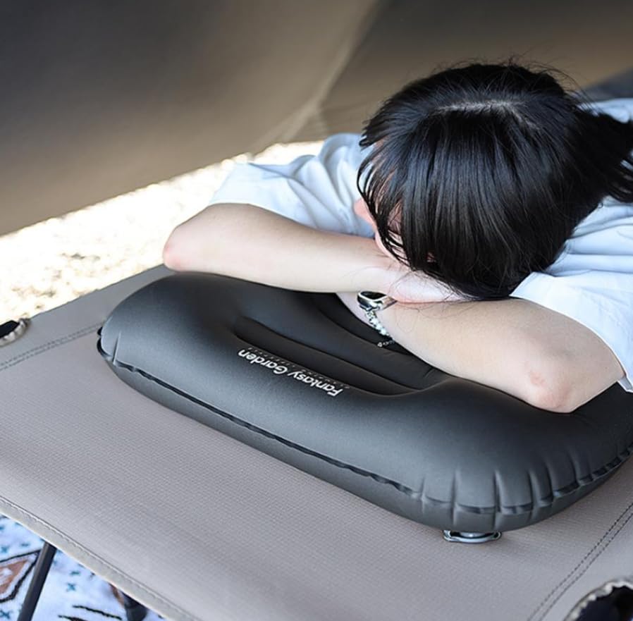 Luminexia Almohada de Playa Hinchable,Almohada Inflable Camping,válvula de Aire Dual,inflado/desinflado rápido,Compresivo,Compacto,Ergonómico,Ideal para Camping,Playa,Viajes,Avión