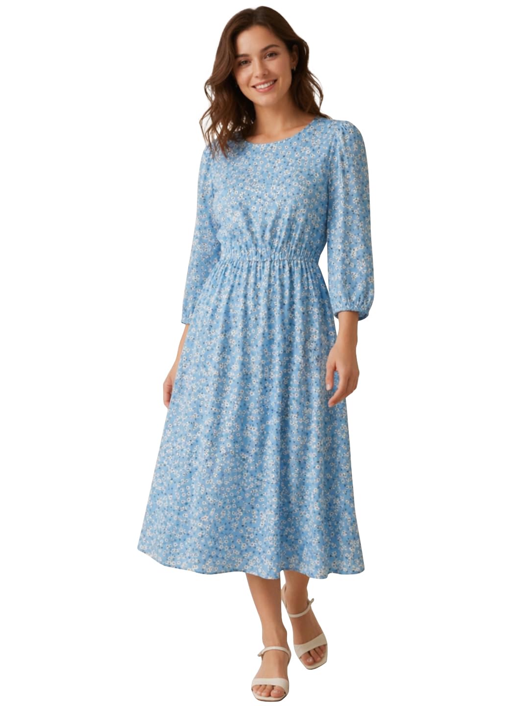 Buy Raamony Women's Dresses | Floral Printed Boat Neck | Midi