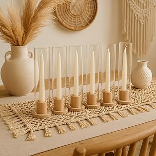 Koyal Wholesale 6PC Terracotta Taper Candle Holder Set Ceramic Clay Cand...