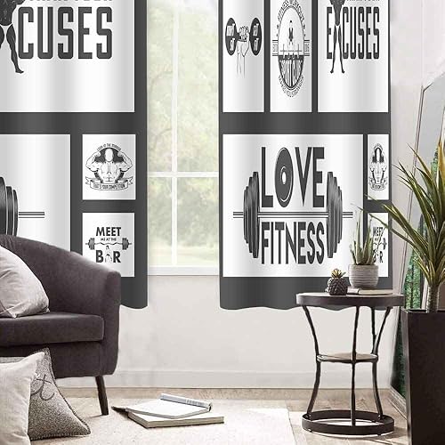 Miniatura 4 de CLXTMN246 - Cortina de fitness de 42 x 63 pulgadas, decoración del hogar, bolsas de arena de gimnasio con citas inspiradoras, patrón impreso,