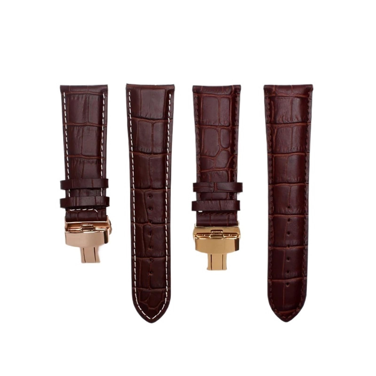 Run Ken Bracelet De Montre En Cuir Véritable, 21mm, 22mm, 23mm, 24mm, Fermoir À Broche, For Hommes, Grain D'alligator