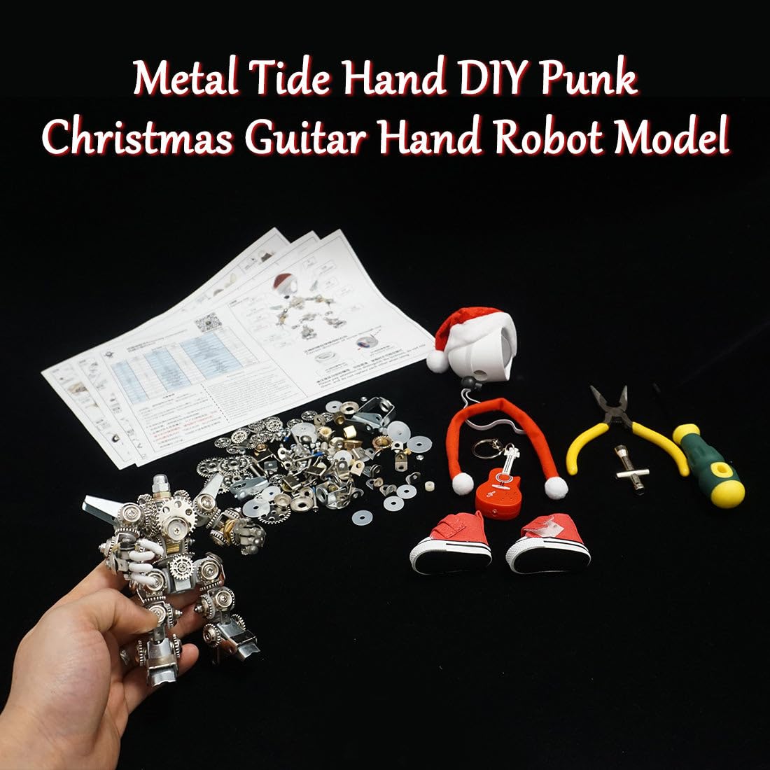 Metalkitor Metalowe puzzle 3D dla dorosłych, zestaw do modelu Santa Mecha Po, ozdoba biurka, steampunk, DIY, łamigłówka montażowa, idealna dekoracja pokoju, 366 szt. (z podstawą)