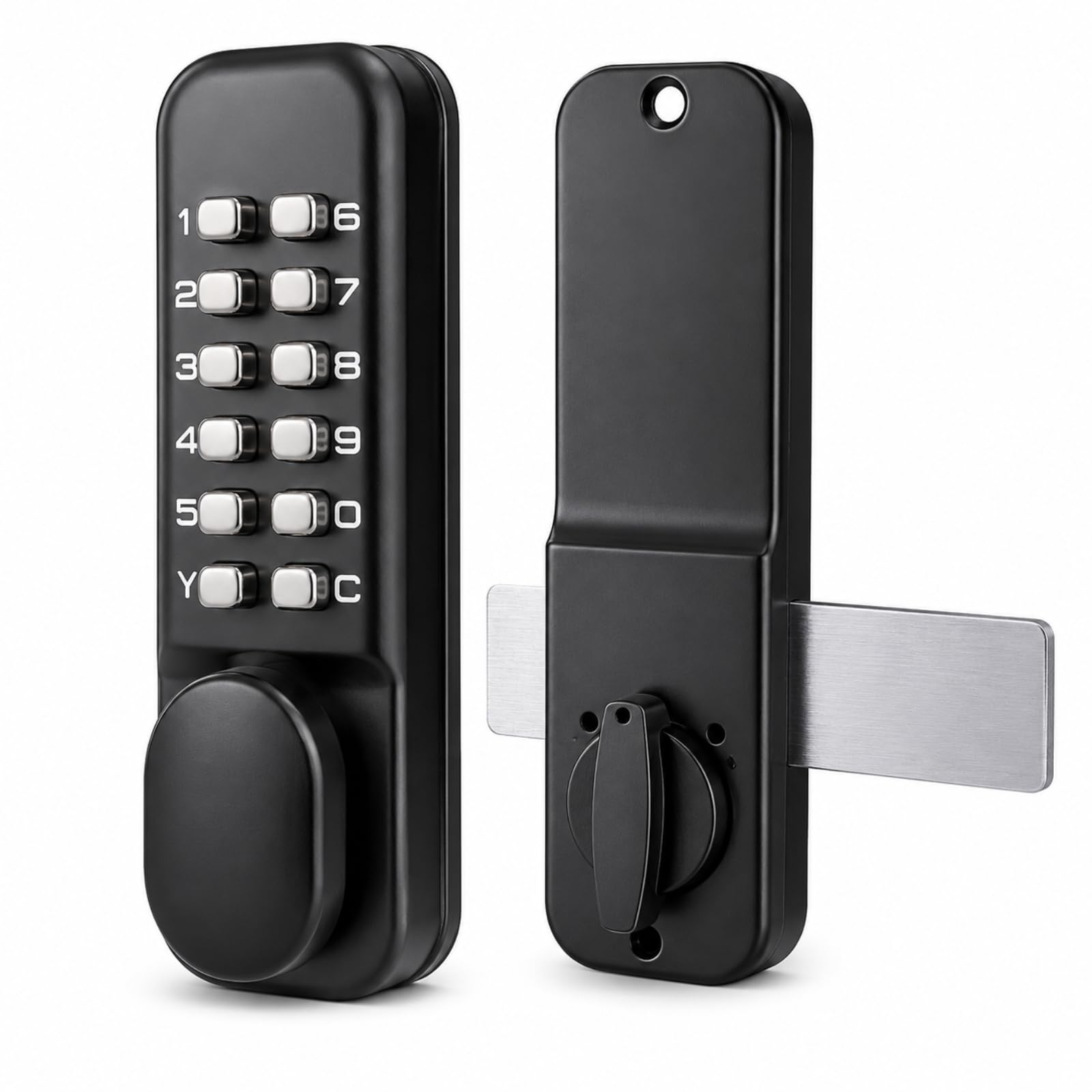SEEVI Digital Door Lock and Mechanical Combination Locking Bolt for Garden Gate, Keyless Entry Door Locks for Bedrooms, Waterproof Zinc Alloy for 1-6cm Thick Interior and Exterior Doors