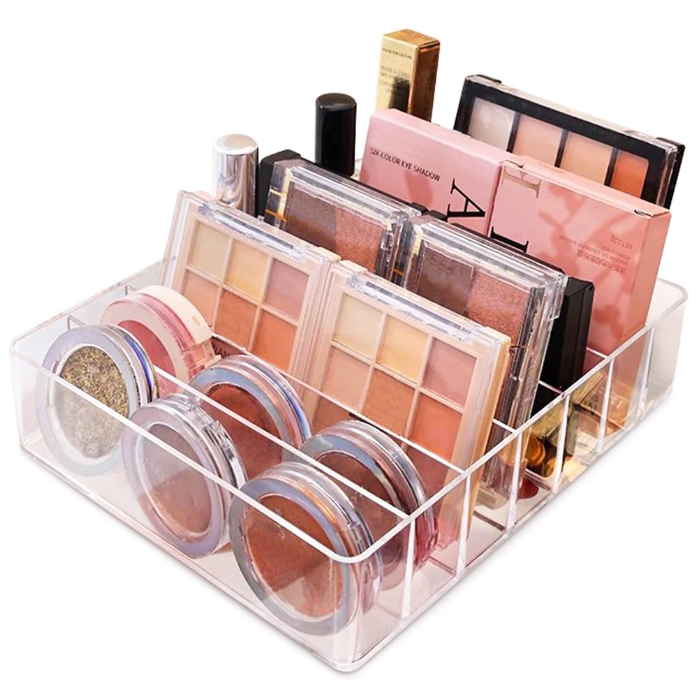 Organisateur de coiffeuse et de maquillage avec 7 emplacements acryliques, support pour palette de maquillage