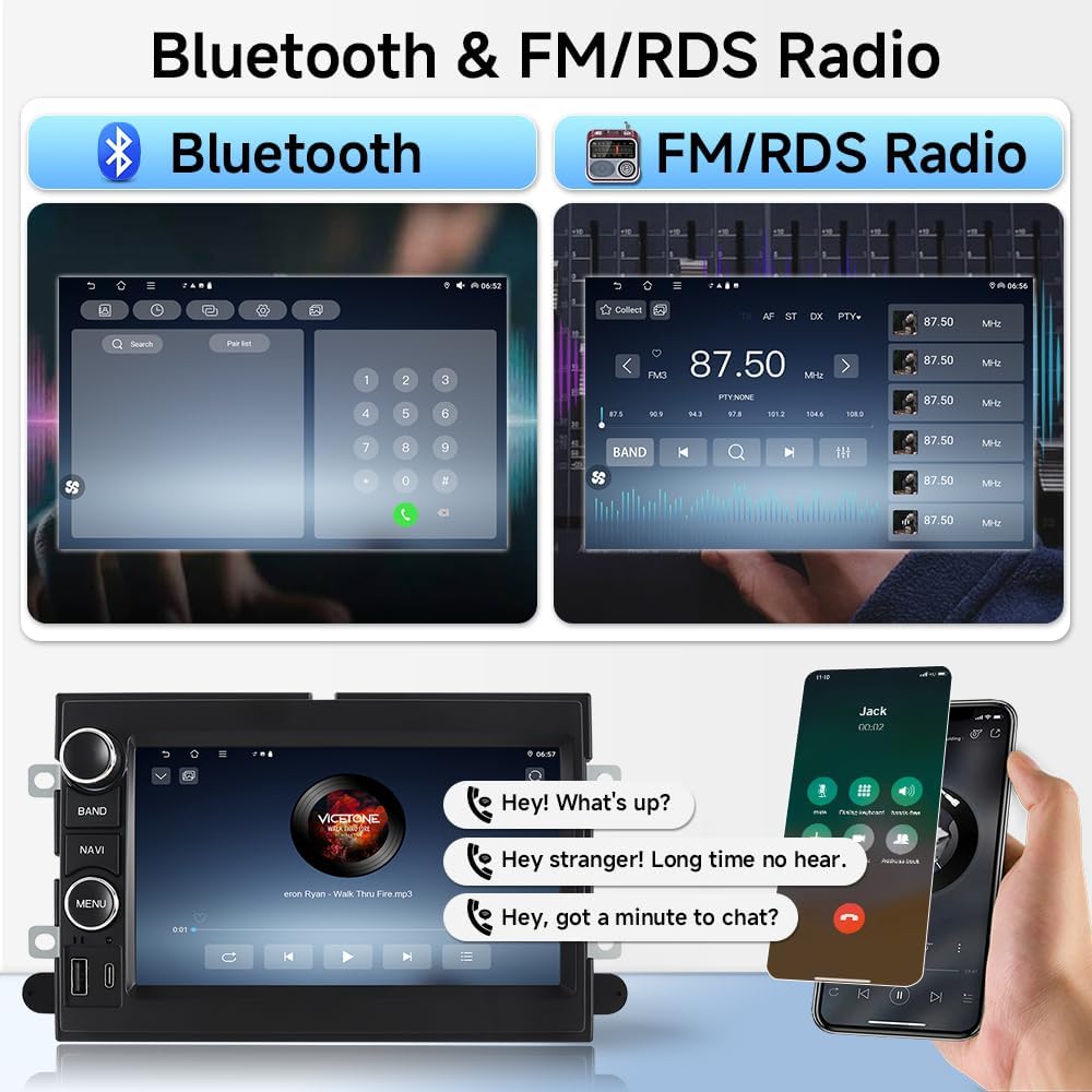 ASURE 4+64G Android 15 Car Stereo Radio for Ford F150 2004–2008-7" HD Touchscreen, Wireless CarPlay & Android Auto, DSP Audio, GPS Navigation, Backup Camera - Fits F250 F350 Fusion Edge Explorer