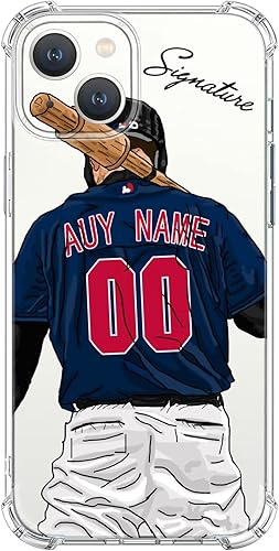 Funda de béisbol transparente con nombre y número personalizados para iPhone 17 Air 16 15 Pro Max 14 13 Mini 12 11 Xs Xr SE3 8 7 6 Plus, con 4