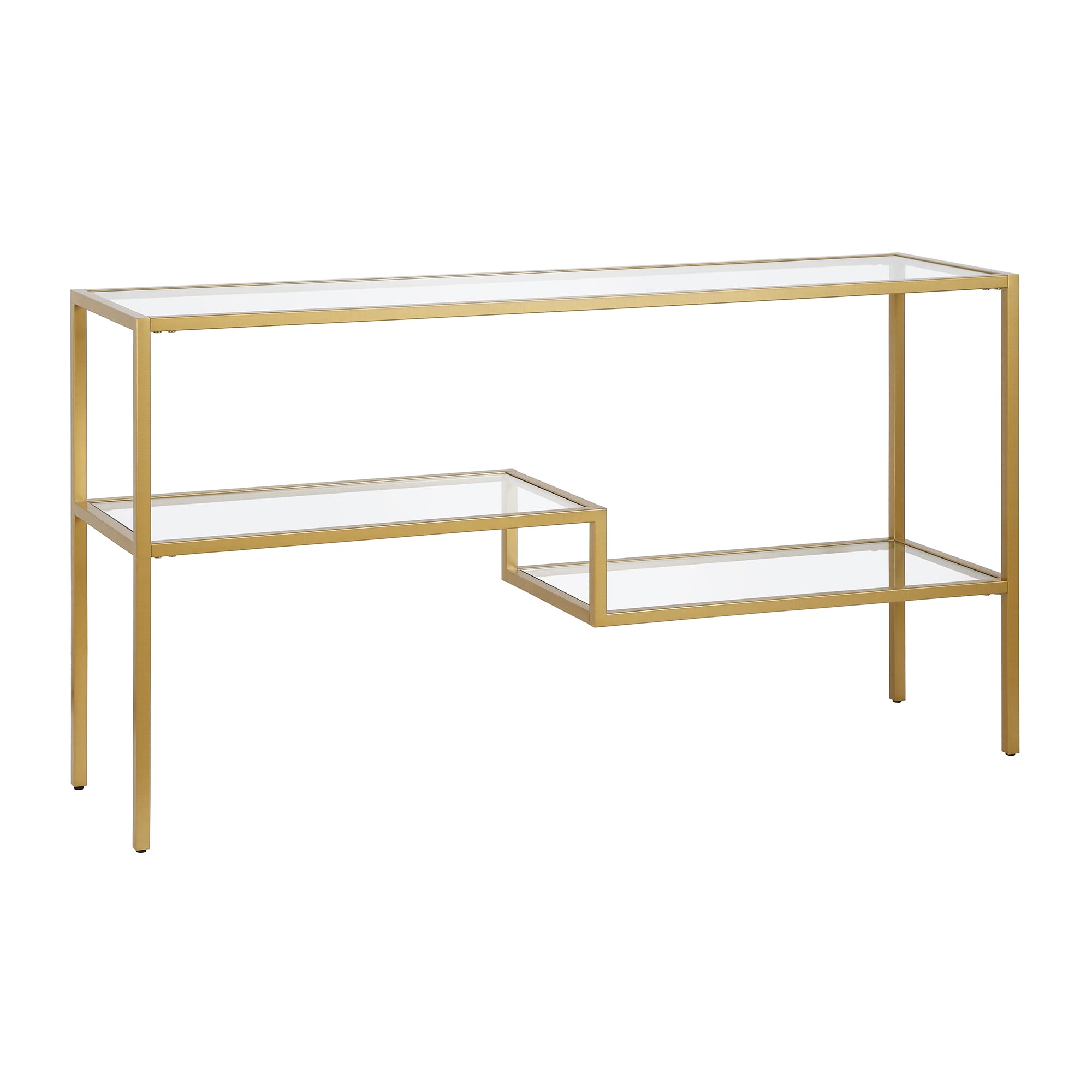 Henn&Hart 55" Wide Rectangular Console Table in Brass, Entryway Table, Accent Table for Living Room, Hallway
