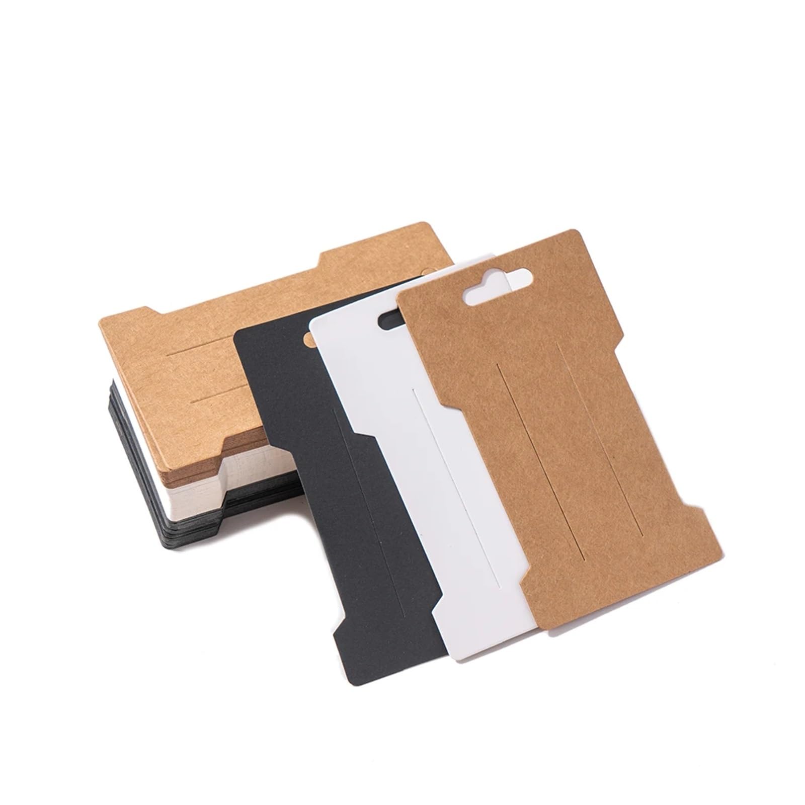 200 pinzas para el pelo de 6,6 x 11,5 cm, tarjetas de exhibición de joyas, tarjetas de papel kraft en blanco, clip para el pelo, etiqueta de precio, embalaje de horquilla, soporte de cartón (blanco)