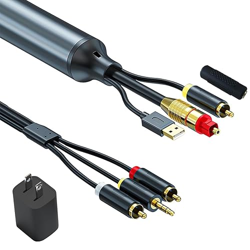 Convertidor de audio digital a analógico, cable óptico de audio DAC de 192 KHz a 0.138 in y convertidor de audio analógico RCA todo en uno DA para