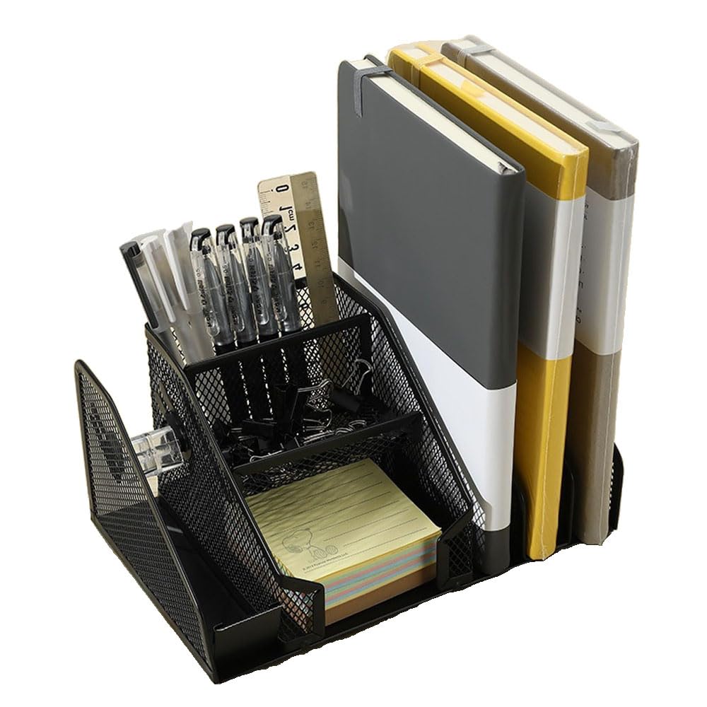 Caja de almacenamiento de papelería de escritorio, organizador de lápices, soporte para revistas y archivos