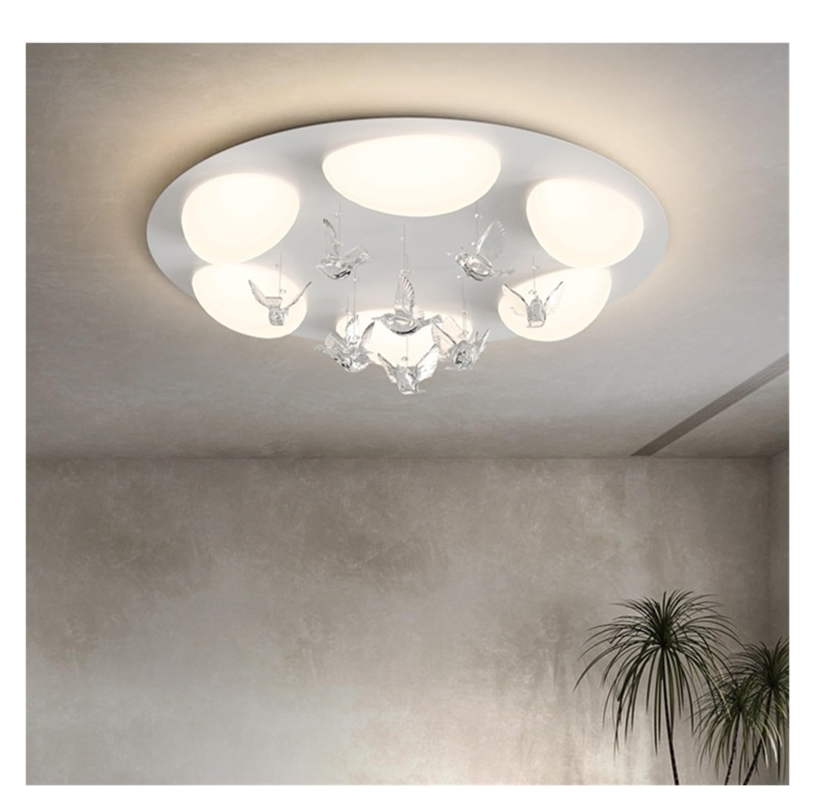 Plafonnier rond en cristal oiseau pour illuminer votre salon chaleureux