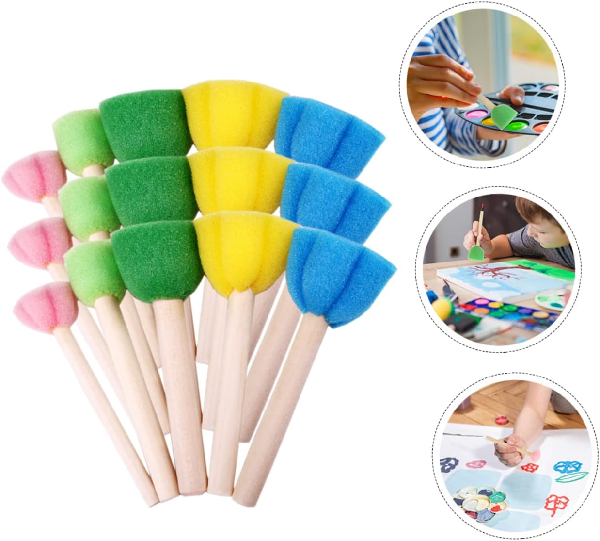 15-Piece Colorful Sponge Brush Set for Kids Mini Flower-Shaped Painting Tools for DIY Art Projects and Graffiti Activities