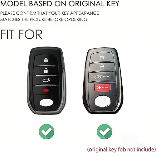 Miniatura 2 de Funda de cuero prémium para llavero de 4 botones para Toyota con llavero compatible con Toyota Tundra Venza Corolla 2021 2022 2023 2024 (marrón)