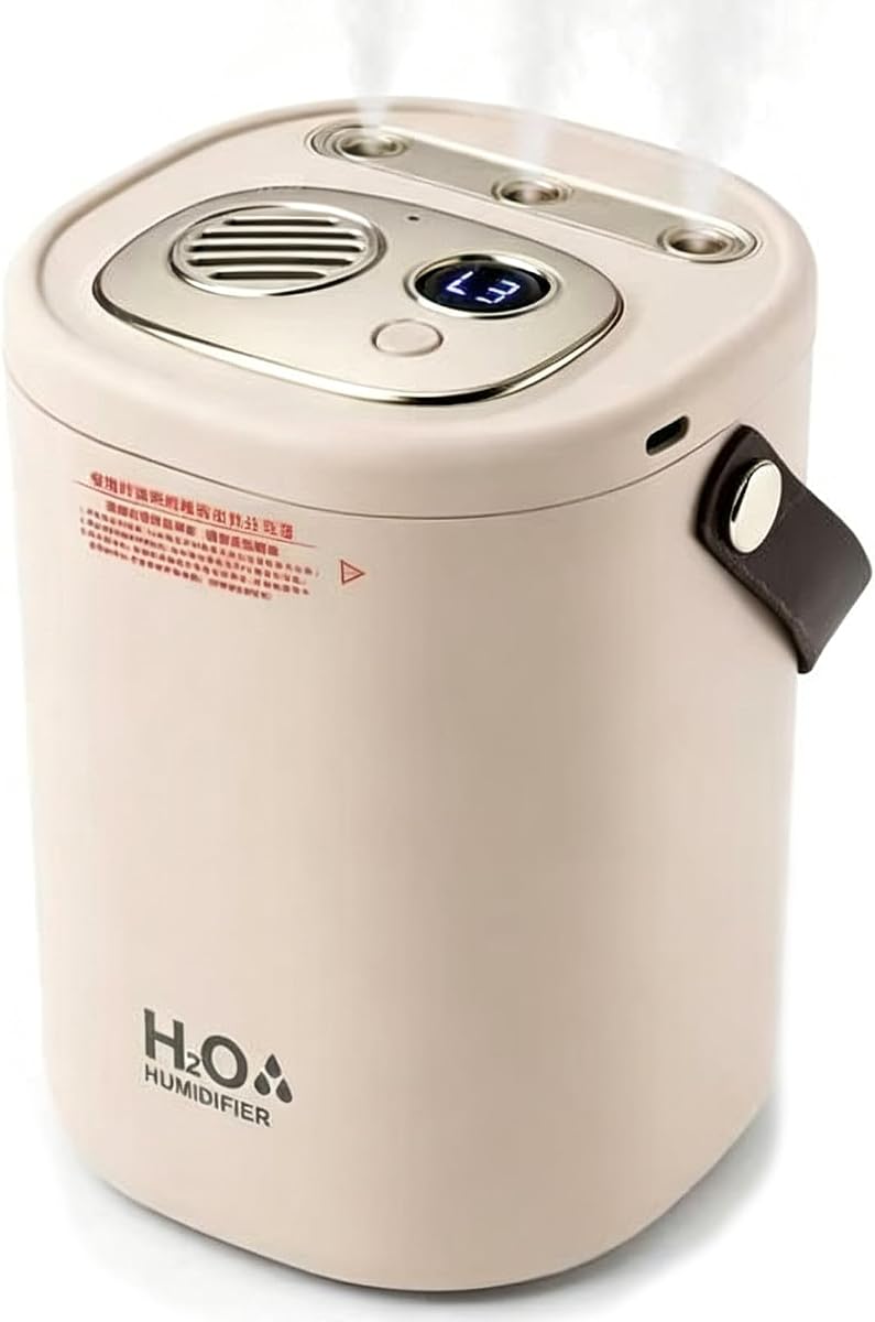 Portable Humidifier for Bedroom, 2L Cool Mist Humidifier with 3 Mist Modes, Rechargeable USB Cordless Humidifier, Quiet Ultrasonic Humidifier with Night Light for Baby Nursery, Office, Home, Plants