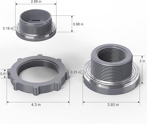 Miniatura 3 de TAISHER Adaptador de conector de tanque de mamparo de PVC negro de 2 pulgadas con tapones y junta para tanque de agua, barriles de lluvia, acuarios,