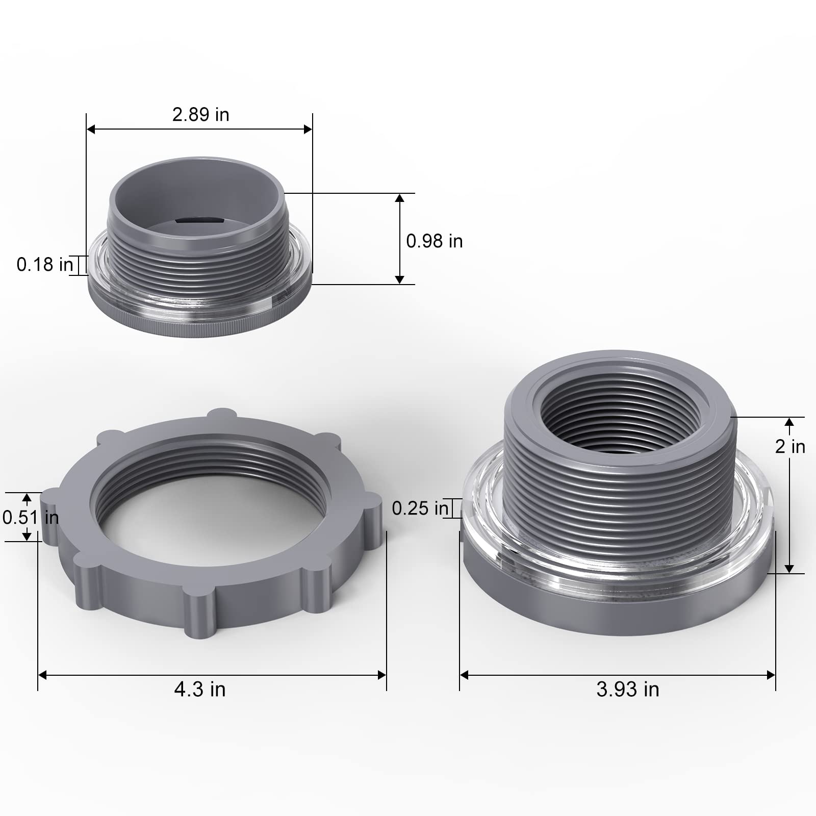 S 2-Pack 2 Inch - Double Thread Tank Connectors For Water Systems ...